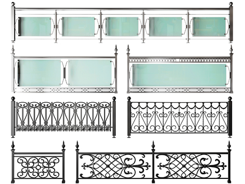 Modern wrought iron railing handrail