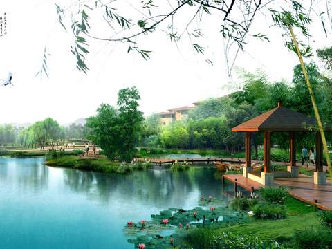 Chinese Wetland Park Pavilion Appearance psd