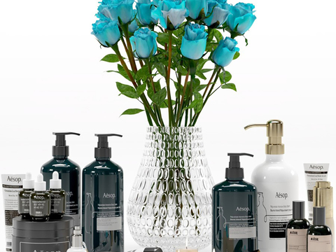 Modern blue rose face toiletries