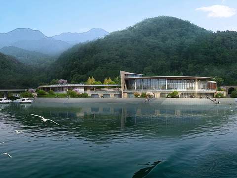 modern waterfront lakeside office building psd