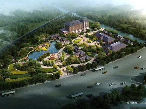 new chinese residential building park appearance bird's eye view psd