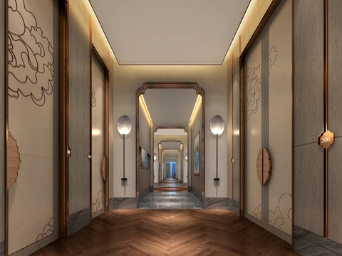 New Chinese Hotel Corridor