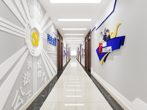 Cultural wall of police room corridor