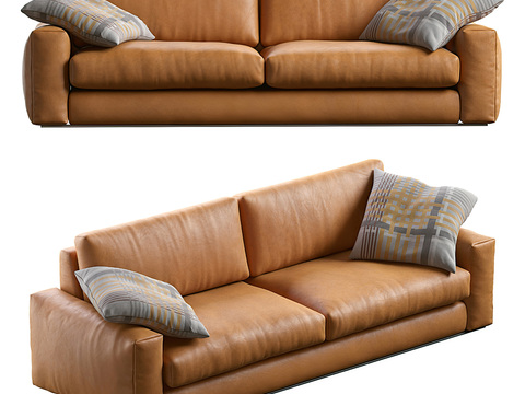 B & B Italia modern leather two-seat sofa