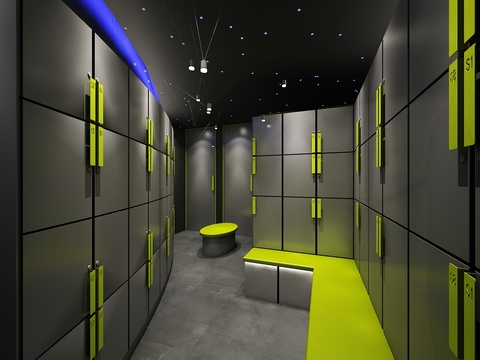 Modern gym dressing room