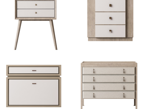 New Chinese-style Square Four-drawer Bedside Cabinet