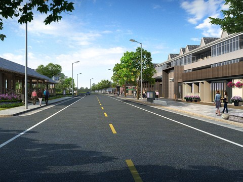 Neo-Chinese Style commercial street pedestrian street landscape psd