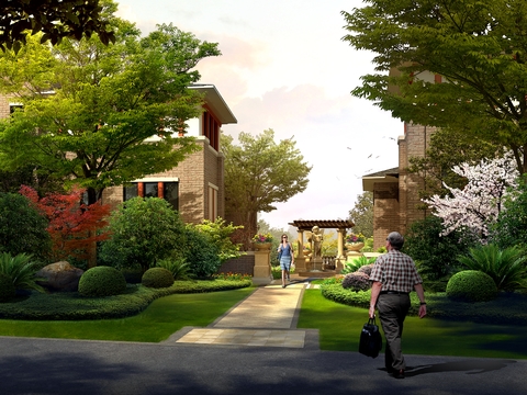 community entrance landscape psd