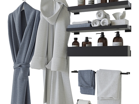 Modern bathrobe towel toiletries