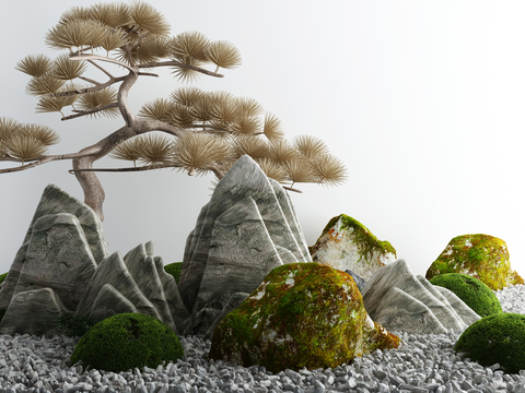 New Chinese Pine Tree Rock Landscape Sick