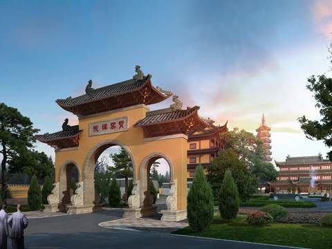 chinese temple landscape psd