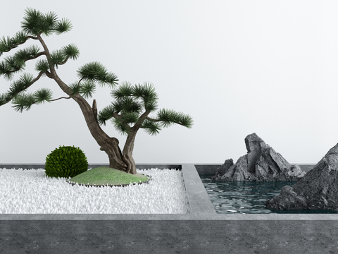 Japanese-style rockery pine garden landscape sketch