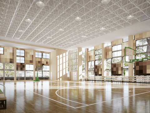 modern basketball court