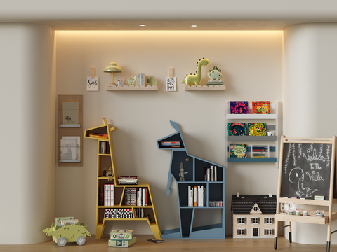 Children's bookcase cartoon bookshelf