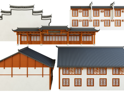 Chinese-style ancient building door head wall components