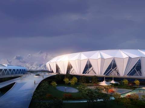 modern stadium exterior night scene psd