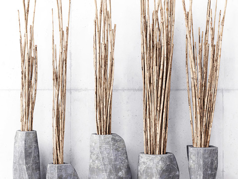 Natural air-dried bamboo gardening sketch