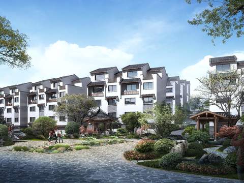 Appearance of new Chinese residential building psd