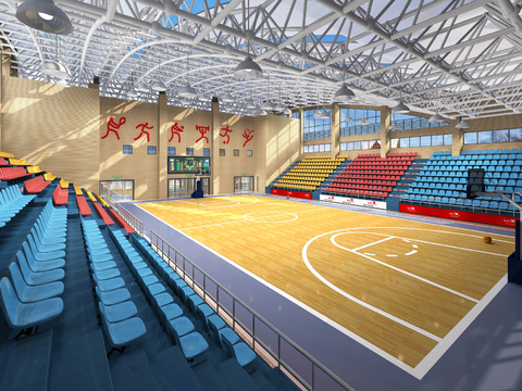 Modern indoor basketball court