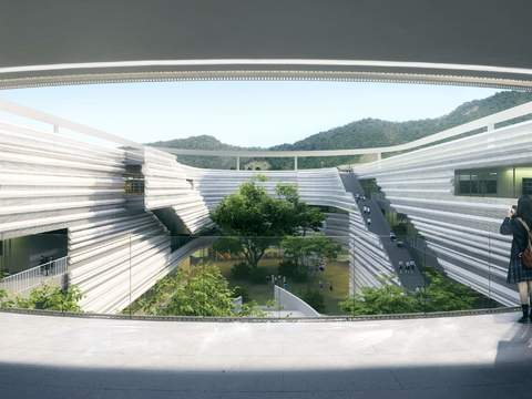 circular building atrium landscape psd