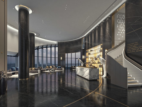 Modern Hotel Front Desk Lobby