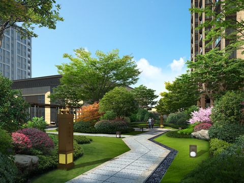 New Chinese Courtyard Park Garden psd