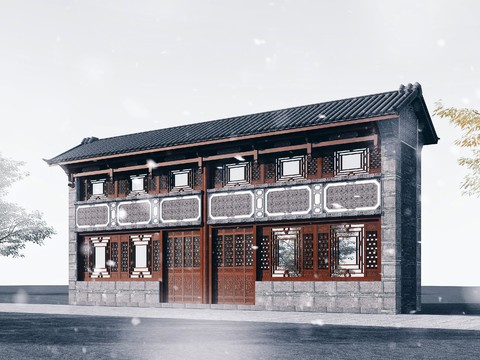 Architectural appearance of Chinese style residential inn