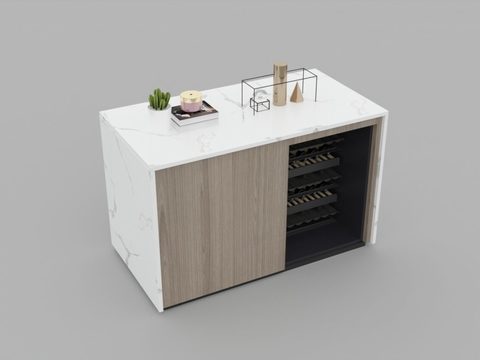 Modern minimalist solid wood marble bar free