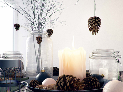 Nordic Vase Candle Pine Cone Ornaments