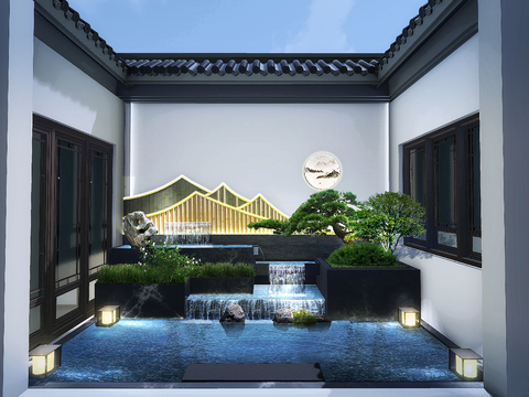 chinese Garden Landscape atrium psd