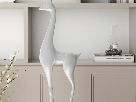 Nordic White Deer Sculpture