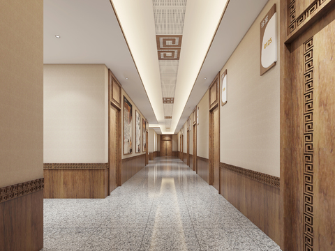 New Chinese-style Hospital of Traditional Chinese Medicine Corridor