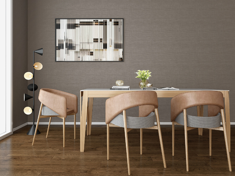 Modern solid wood table and chair combination