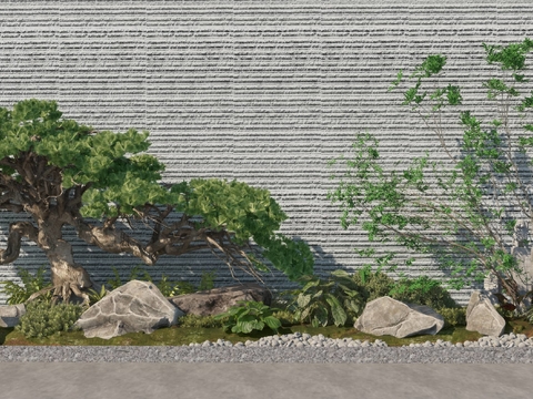 New Chinese-style plant pile landscape sketch