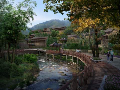 Neo-Chinese Style wetland landscape psd