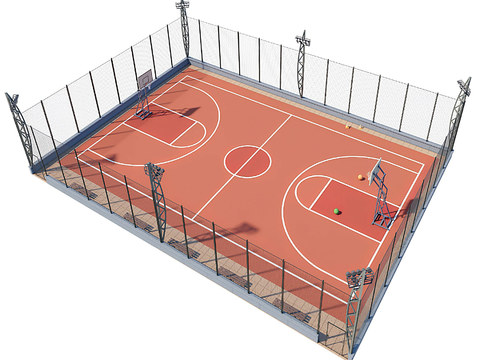 Modern outdoor basketball court