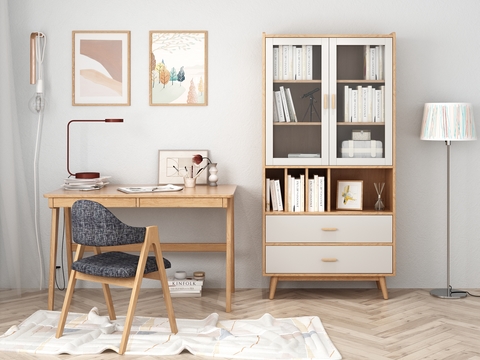 Nordic Log Desk Bookcase