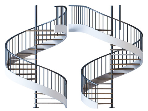 Modern metal spiral staircase