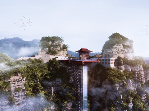 New Chinese-style Peak Sightseeing Elevator Sightseeing Platform Landscape