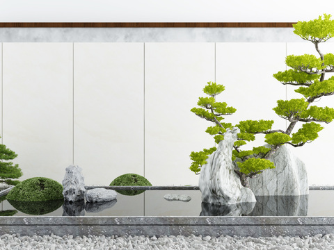 New Chinese pine rockery waterscape sketch