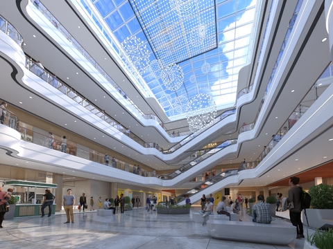 Modern shopping mall atrium commercial street