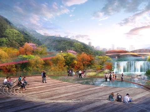 riverfront landscape wetland park psd