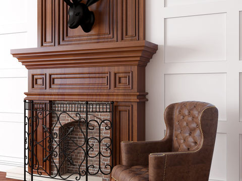 American classical solid wood fireplace