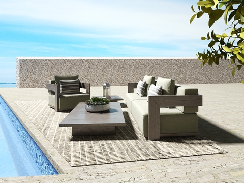 Modern outdoor leisure solid wood sofa combination