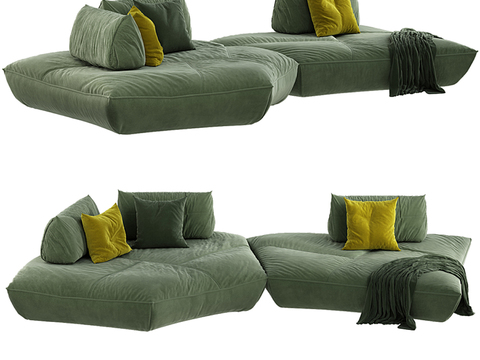 Modern green stitching public sofa