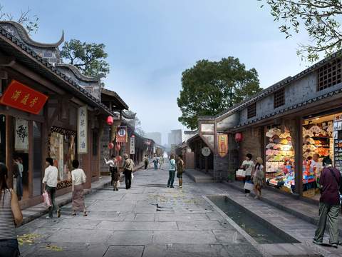 Chinese Commercial Street Pedestrian Street psd