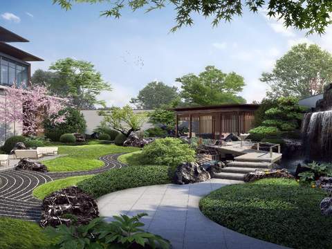 New Chinese Garden Landscape psd