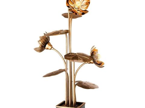 Neo-Chinese Style Affordable Luxury Style Iron Lotus Floor Lamp Free