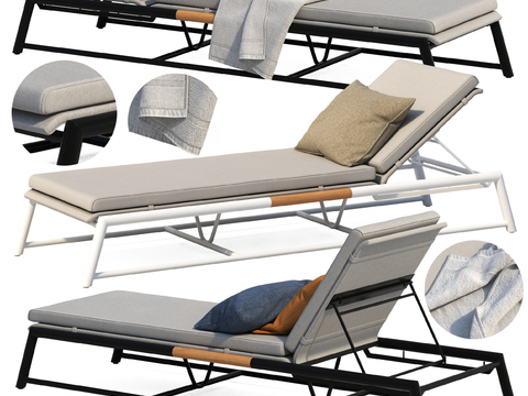 Modern Leather Outdoor Lounger