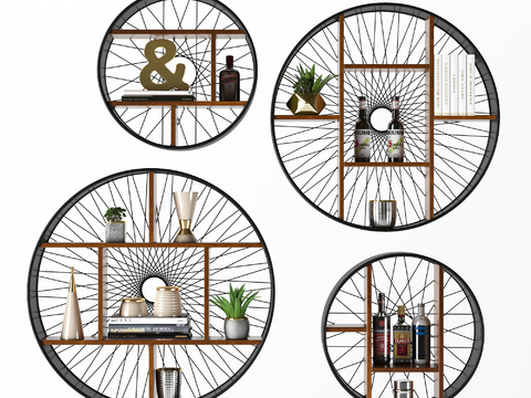 Industrial-style round wall cabinet